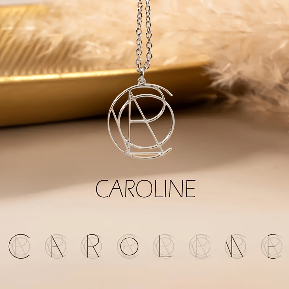 Zilverkleurige naamketting met monogram