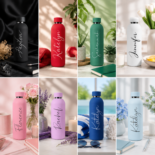 Drinkfles met naam in acht kleuren