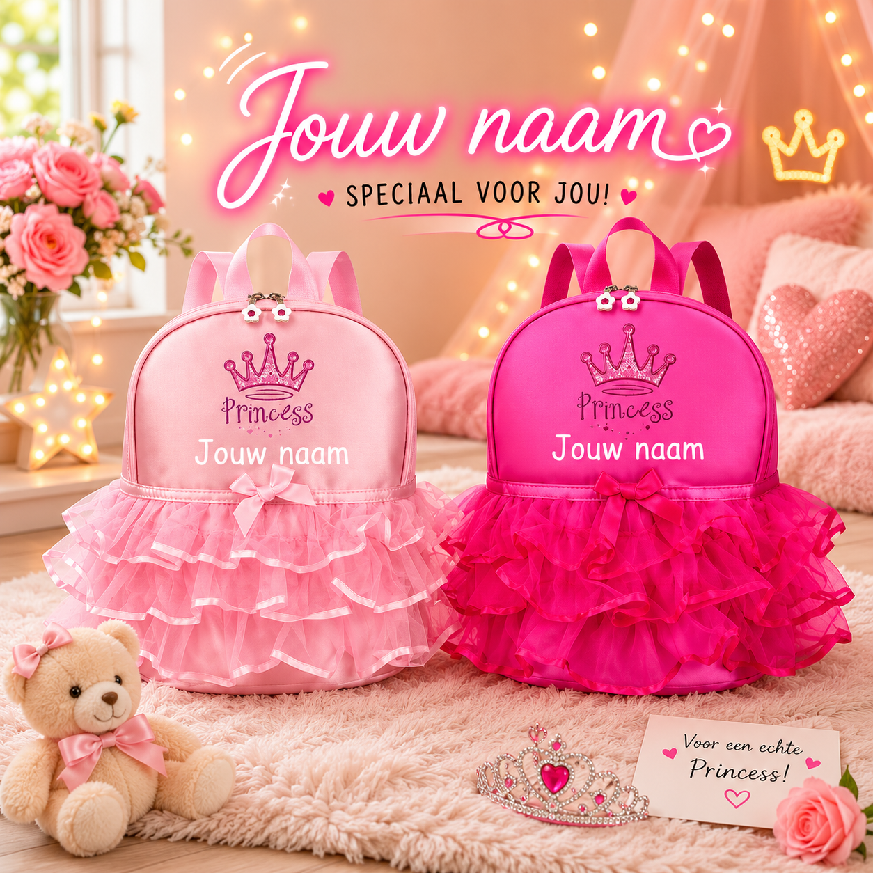 Gepersonaliseerde Prinsessen Rugzak met Tule en Naam