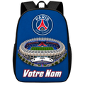 Paris Saint-Germain rugzak met eigen naam — clubembleem en stadion op de voorkant
