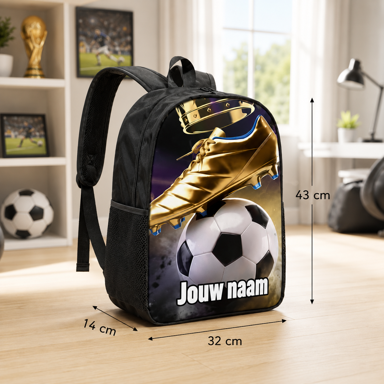 Gepersonaliseerde Gouden Voetbalschoen Rugzak